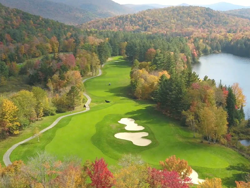 Green Mountain National golf course aerial view in the fall